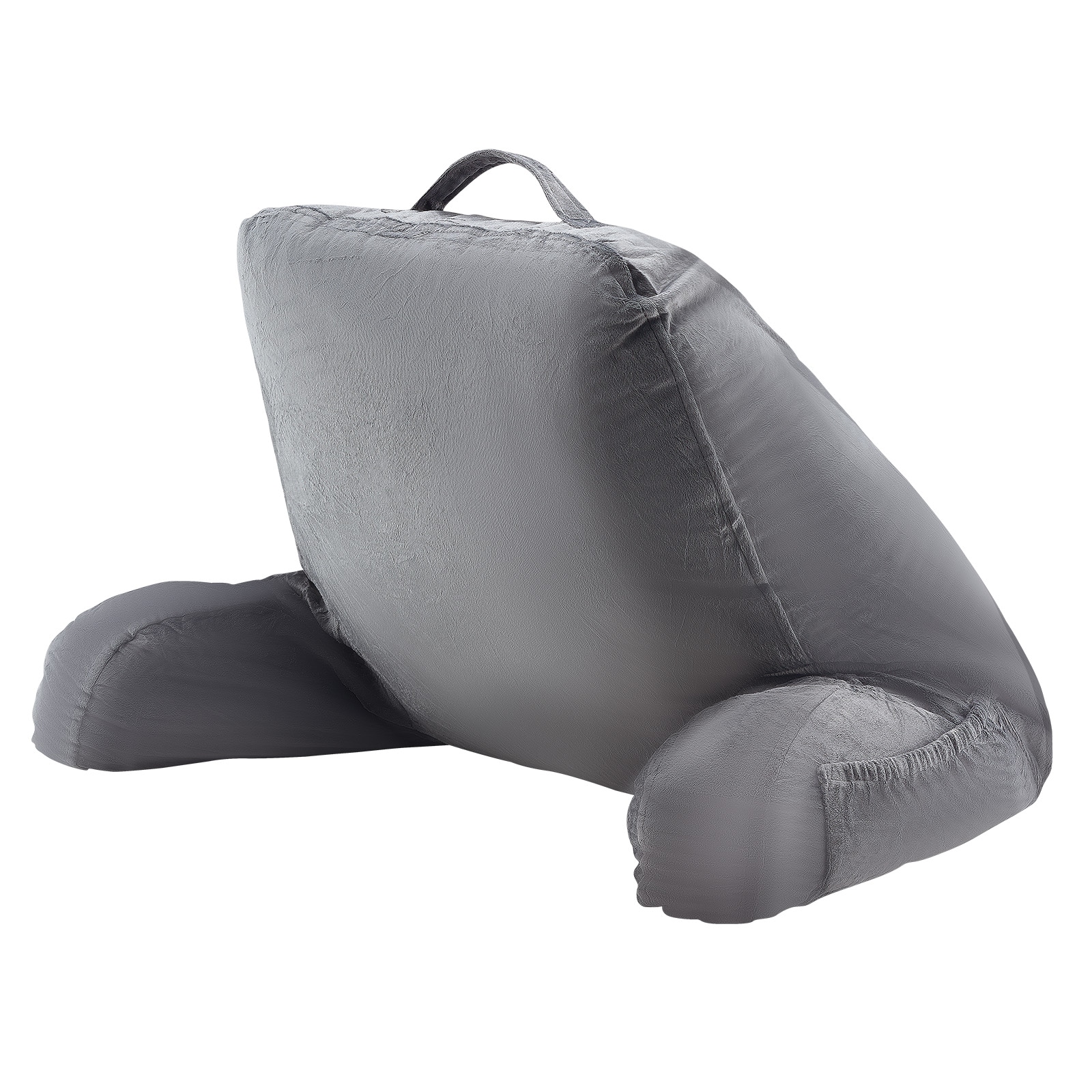 Grey Reading Pillow With Memory Foam, Back Support And Pockets_voghion.com